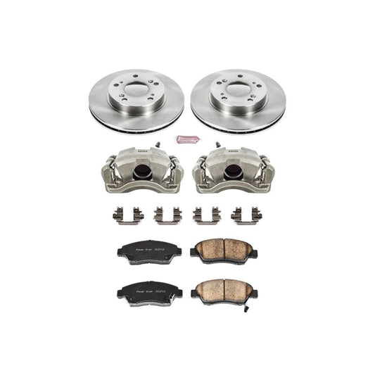 PowerStop OE front brake kit with calipers for 2002-2006 Acura RSX, featuring durable brake components and hardware.