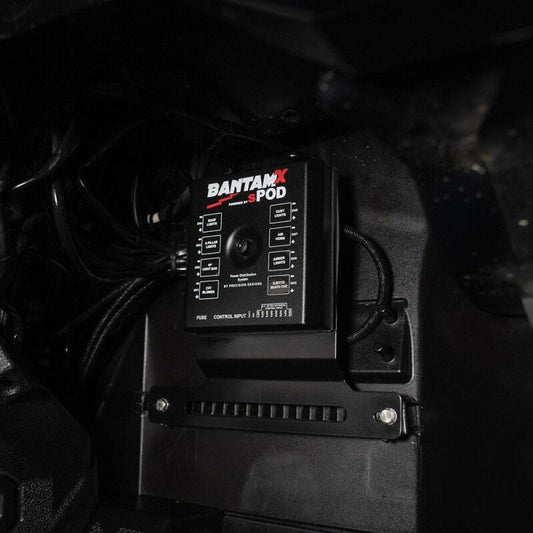 sPOD 2022+ Polaris RZR Pro R BantamX switch panel kit with amber LEDs, featuring multiple switches and control buttons.