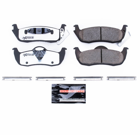 PowerStop Z26 rear brake pads for Jeep Commander, performance street brake pads with hardware included.