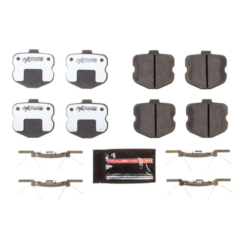 PowerStop Z26 Extreme Street brake pads for Chevrolet Corvette rear, including hardware, designed for high-performance braking.