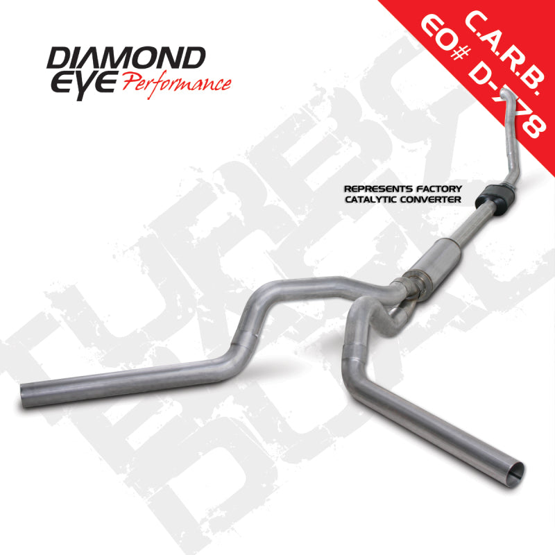 Diamond Eye Performance Turbo Back exhaust kit for 94-97 Ford 7.3L PowerStroke F250/F350, showing the dual exhaust pipes.