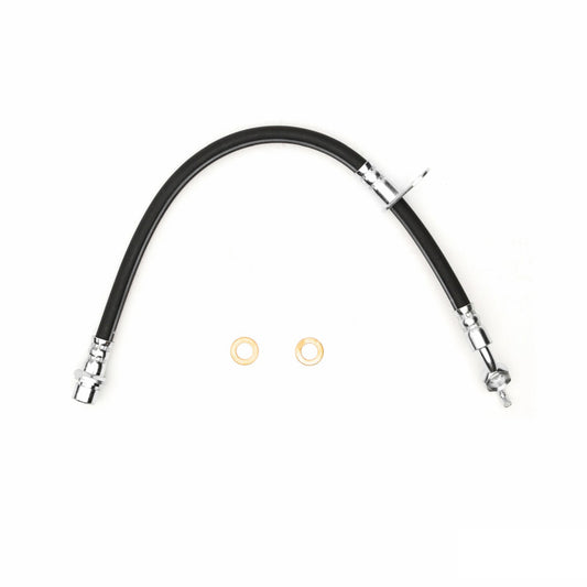 DFC Toyota MR2 Spyder rear brake hose from the brake line kit, showing the flexible rubber and metal fittings.