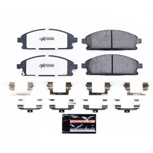 PowerStop Z36 performance brake pads with hardware for the front of 2003-2006 Acura MDX, designed for truck and towing applications.