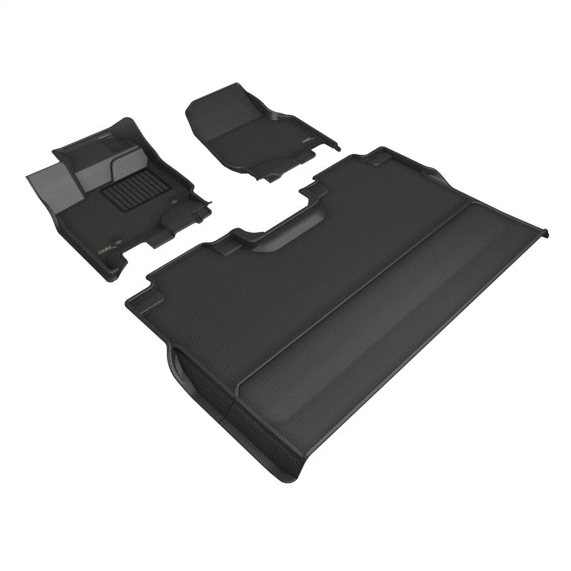 3D MAXpider black rubber floor mats for Ford F-150 Supercrew, 15-26 model, full set with textured surface and custom fit.