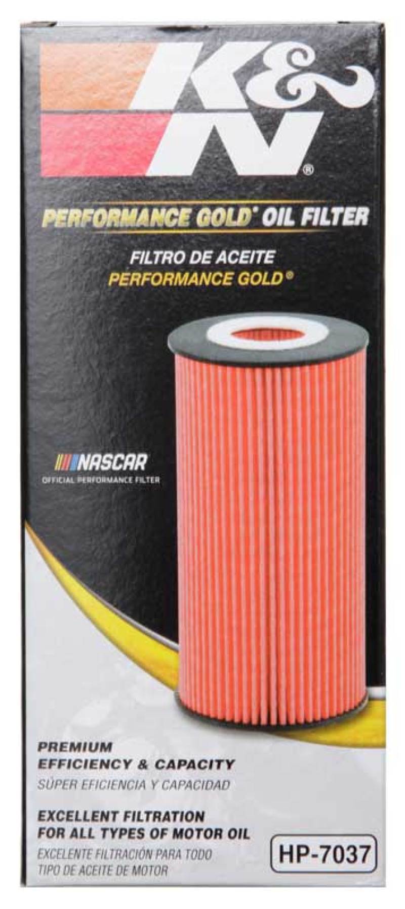 K&N Engineering Ford/Lincoln oil filter with 1.938-inch diameter and 5.5-inch height, designed for vehicle engine oil filtration