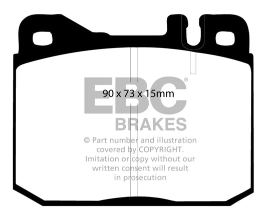 EBC Redstuff front brake pads for Mercedes-Benz 230 (76-79), high-performance brake pads with red friction material