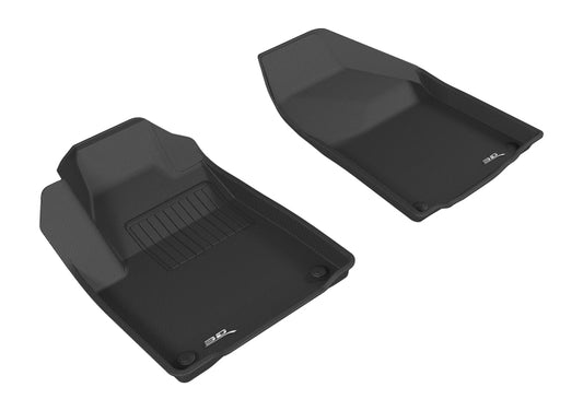 Black 3D MAXpider Jeep Cherokee 2015-2020 Kagu 1st row rubber floor mat showing textured surface and fitted edges.