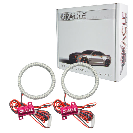 Oracle Ford Mustang V6 2013-2014 white LED projector fog halo kit installed in fog light area with bright white glow