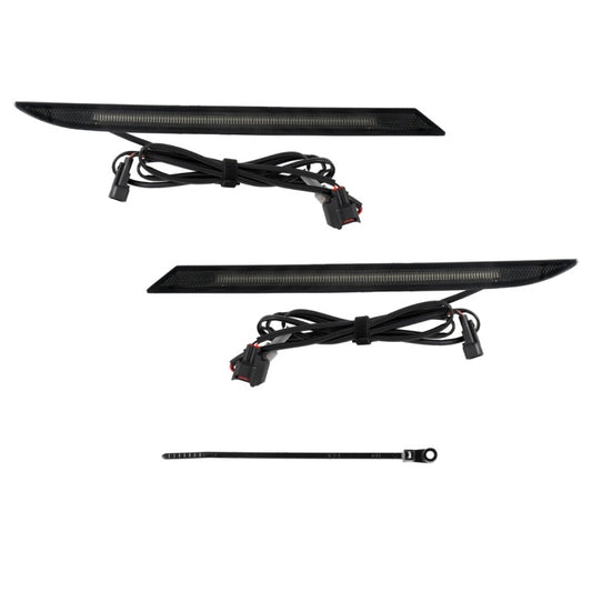 Pair of FORM Lighting 2018+ Mustang LED rear reflectors with red light strips, designed for enhanced visibility and style.