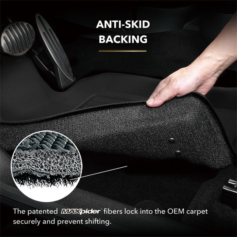 Black 3D MAXpider rubber floor mats for 2014-2019 Mercedes-Benz S-Class W222 second row, durable and custom-fit interior protection.