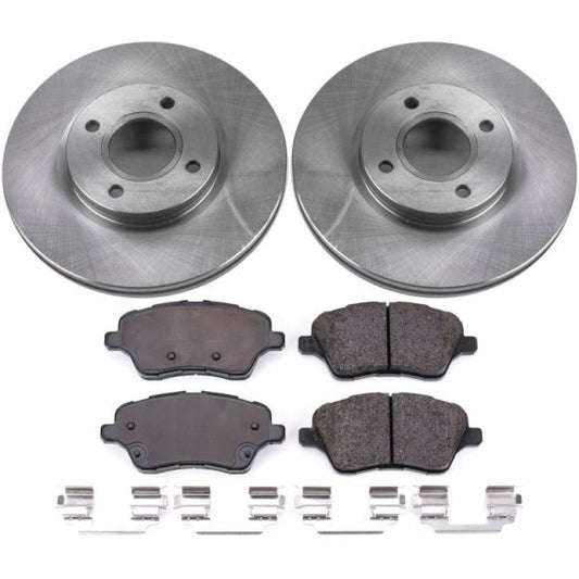 PowerStop OE front brake kit for Ford Fiesta 2014-2019, includes brake rotors and pads for reliable stopping power.