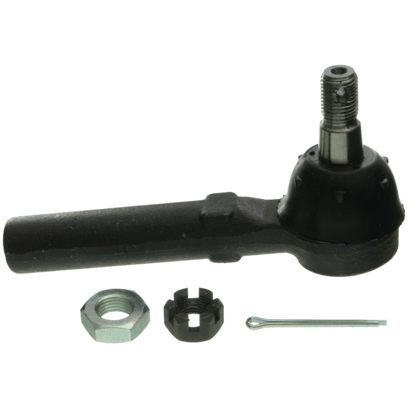 Moog front outer tie rod end for 78-81 Ford Fairmont, automotive part showing the metal ball joint and threading.