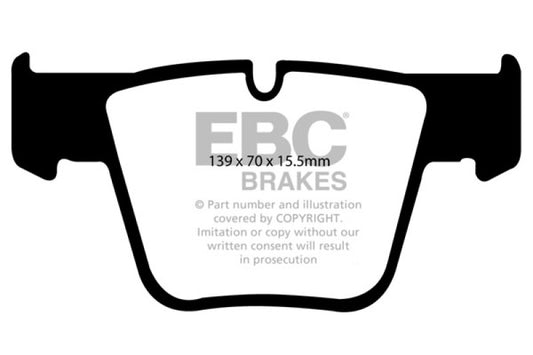 EBC Redstuff front brake pads for Mercedes-Benz CL63 AMG 6.2, high-performance brake pads with red friction material.