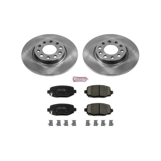 PowerStop rear Autospecialty brake kit for Chrysler 200 2015-2017, including brake rotors and pads for OE replacement.