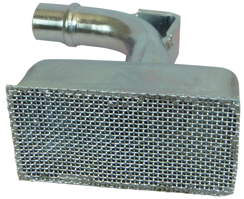 Moroso Pontiac oil pump pick-up for engine oil delivery, shown in a close-up image of the metal component.