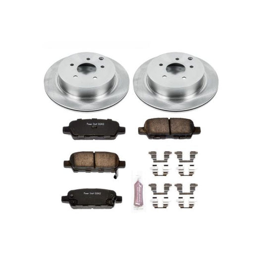 PowerStop OE rear brake kit for Infiniti FX35 (2003-2012), includes brake pads and hardware for reliable stopping power.