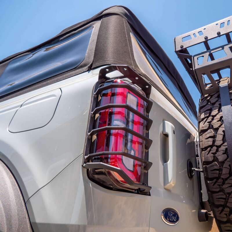 TURN Offroad Ford Bronco 2021+ rear tail light guards, durable protectors for off-road tail lights mounted on the vehicle's rear.