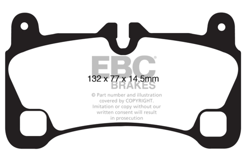 EBC Redstuff rear brake pads for 2008-2009 Volkswagen Touareg 3.6, performance brake pads with two-hole backplate design