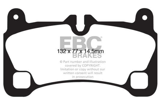 EBC Redstuff rear brake pads for 2008-2009 Volkswagen Touareg 3.6, performance brake pads with two-hole backplate design