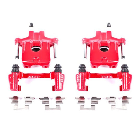 PowerStop rear red brake calipers with brackets for 2005-2007 Toyota Avalon, performance brake caliper pair.