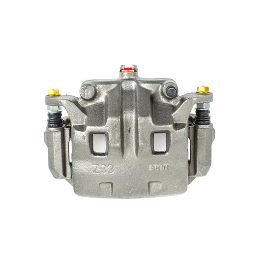 PowerStop OE front right brake caliper with bracket for Nissan Frontier 2005-2018, automotive brake component.