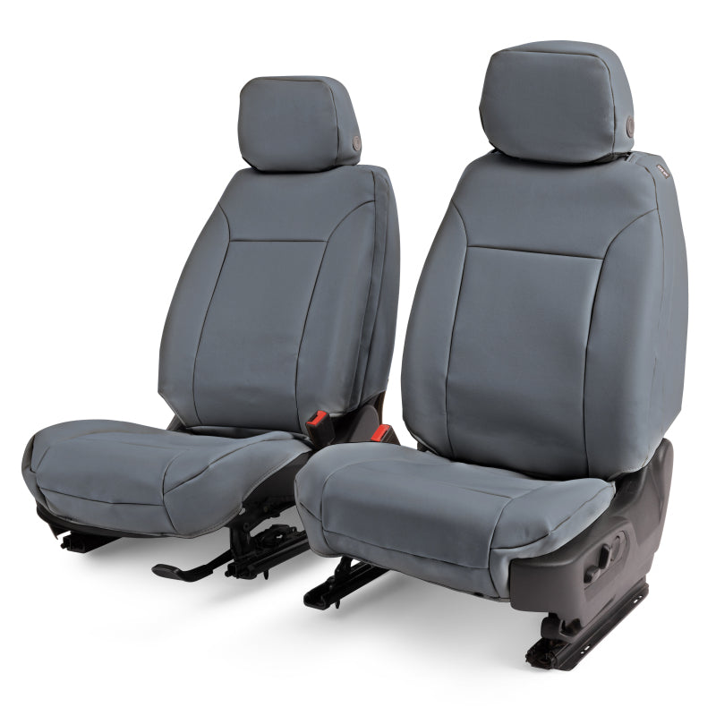 Covercraft leatherette second row seat covers for Toyota Grand Highlander, custom-fit precision design, beige upholstery.
