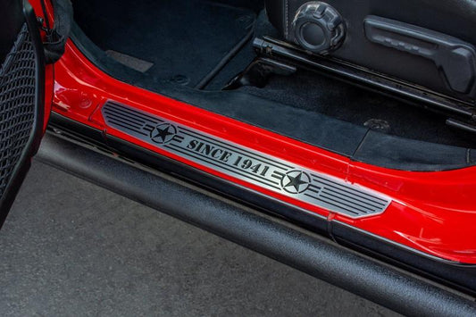 DV8 Offroad Jeep Gladiator JL front sill plates, durable exterior body armor and rock rail protection for 2018-2019 models.
