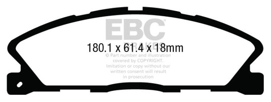 EBC 13+ Ford Taurus 3.5 Twin Turbo SHO Redstuff front performance brake pads, red friction material, for enhanced braking power