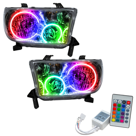 Oracle Lighting Toyota Sequoia 08-16 color-changing SMD headlight with simple controller, showcasing vibrant LED headlights.