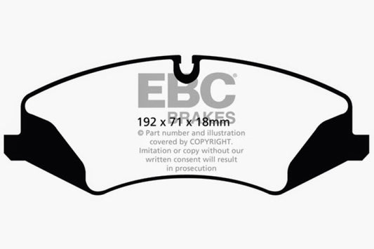 EBC Ultimax2 front brake pads for Land Rover LR4 3.0 Supercharged, OE style, shown in the image with brake pad details.