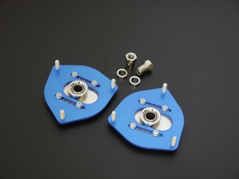 Cusco pillowball front shock mounts and camber plates for Toyota FRS, Subaru BRZ, and Legacy 2013+ vehicles, adjustable camber.