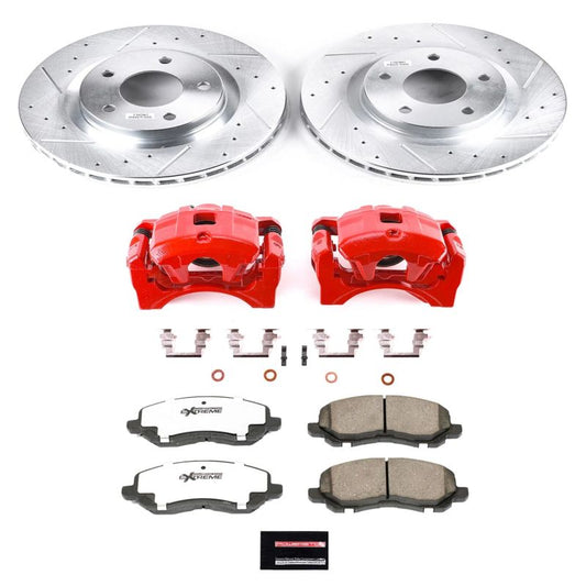 PowerStop Z26 Street Warrior brake kit with front calipers for Mitsubishi Lancer 2008-2016, performance brake upgrade.