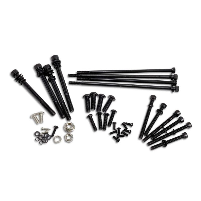 ARB winch replacement body fastener hardware kit in black, includes screws and brackets for winch installation and repair.