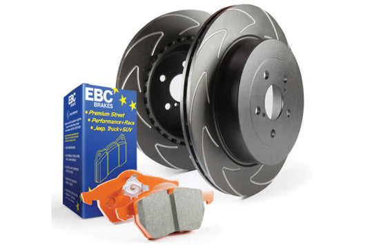 EBC S7 brake pad and slotted rotor kit with metallic brake pads and vented rotors for enhanced braking performance