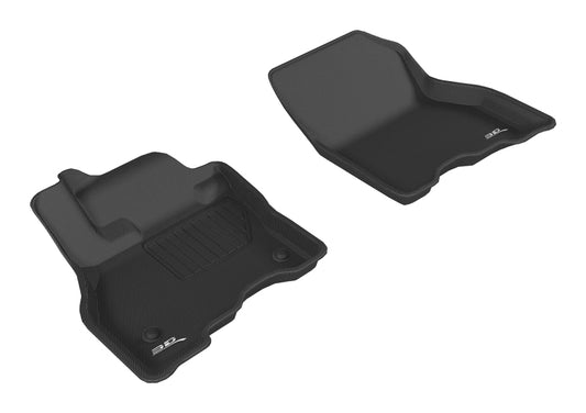 Black 3D MAXpider Nissan Leaf Kagu 1st row rubber floor mat, 2013-2019 model, durable automotive interior protection