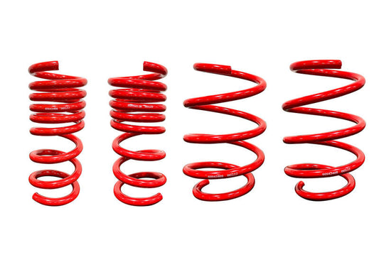 Set of four Roush Ford Mustang GT lowering springs with MagneRide for 2018-2024 models, showing the coil springs and mounting points.