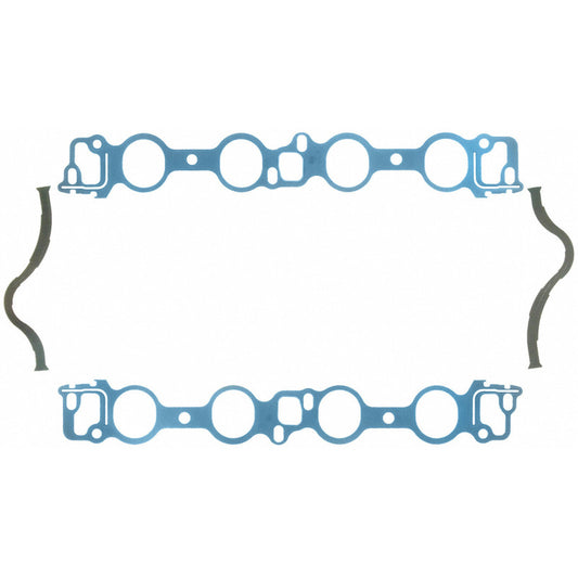 Fel-Pro Ford Thunderbird engine intake gasket set with multiple gaskets laid out on a surface.