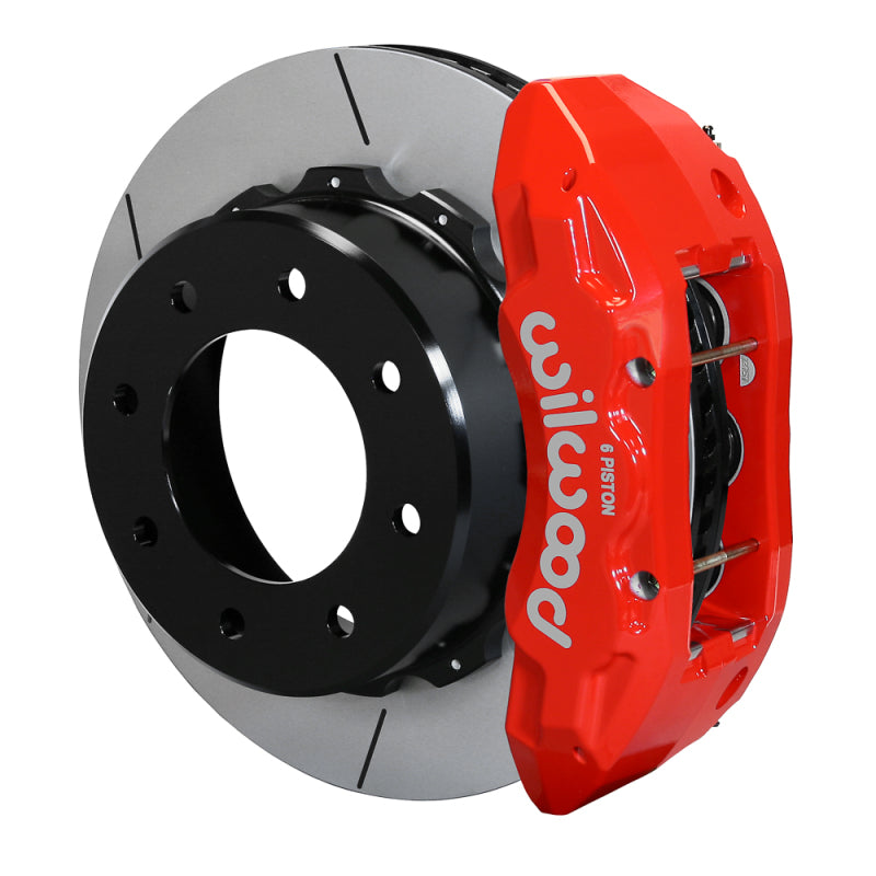 Wilwood TX6R rear big brake kit with 15.50-inch red calipers and brake lines for 2020-2024 GM trucks and SUVs.