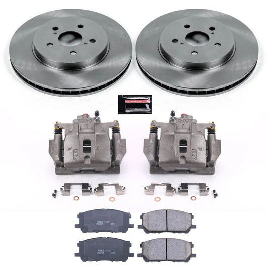 PowerStop OE brake kit with front calipers for 2004-2006 Lexus RX330, showing brake rotors and calipers installed.