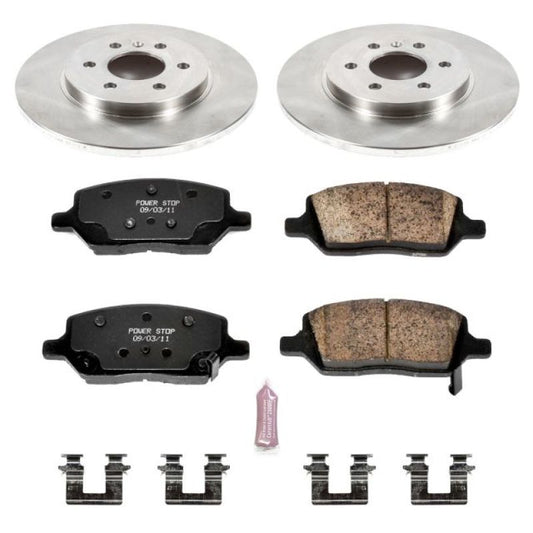 PowerStop OE rear brake kit for 2006 Buick Terraza, including brake rotors and pads, designed for optimal stopping performance.