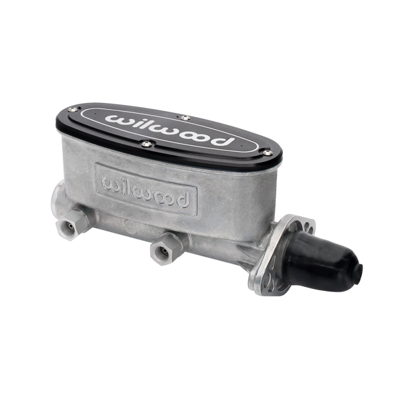 Wilwood aluminum tandem brake master cylinder with 15/16 inch bore, plain finish, showing the compact and durable design.