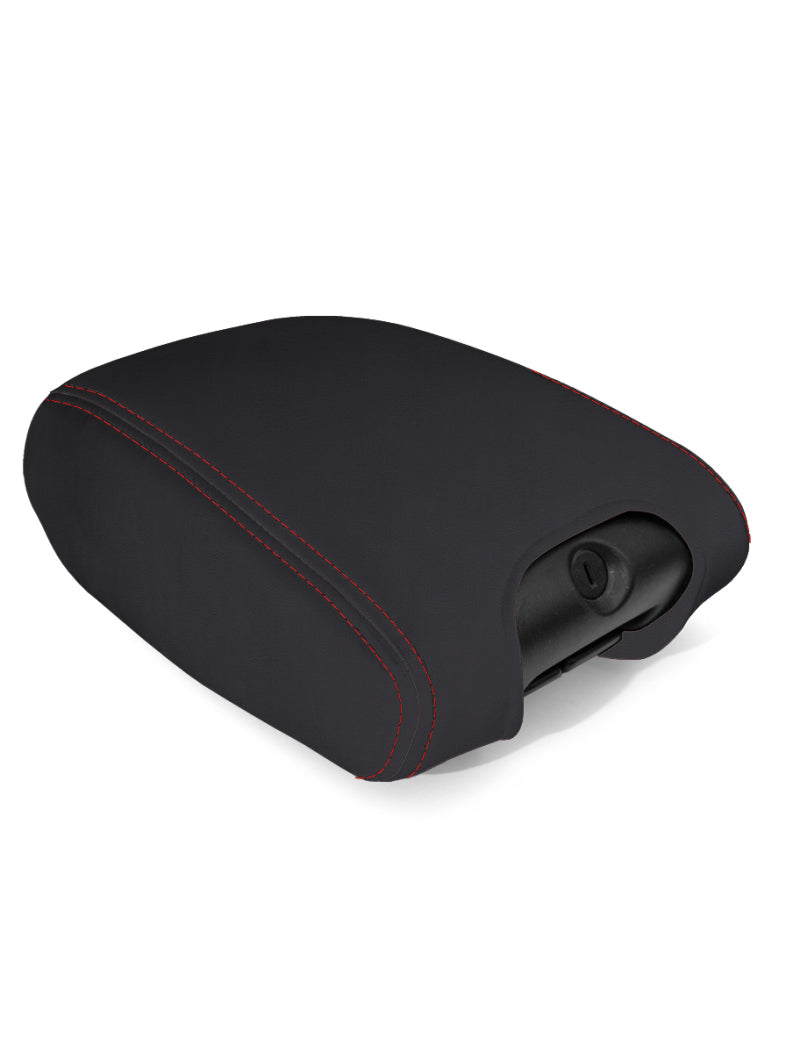 Black PRP Seats Jeep Wrangler JK/JKU center console cover with red stitching, designed for durable seat protection.