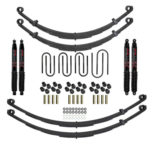 Skyjacker Scout II 4-foot lift kit with black components for improved off-road height and suspension performance.