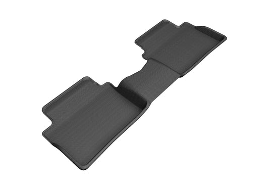 Black 3D MAXpider rubber floor mats for the second row of Hyundai Veloster 2019-2020, designed for protection and durability.