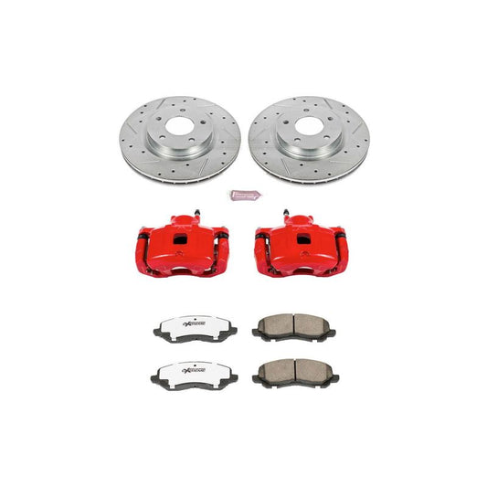 PowerStop Z26 Street Warrior front brake kit with calipers for Chrysler 200 2011-2014, performance brake kit with rotors and calipers