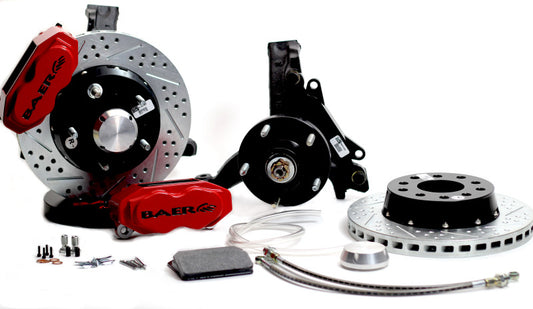 Baer Brakes 73-76 Buick Century front SDZ brake kit with 11-inch SS4+ performance rotors and yellow calipers.