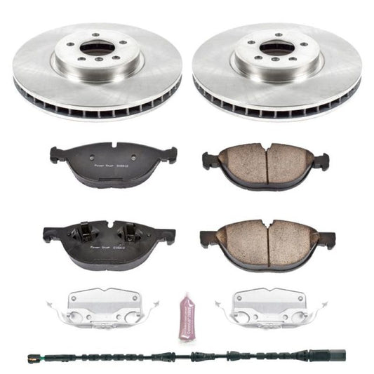 PowerStop OE front brake kit for BMW X5 (2011-2018), includes brake rotors and pads, designed for optimal stopping power.