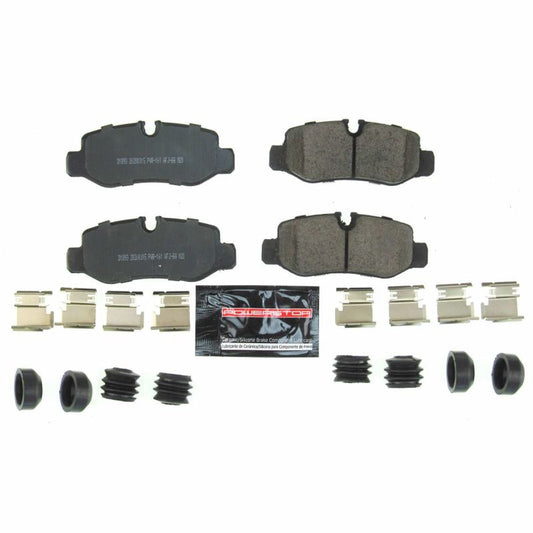 PowerStop Z23 Evolution Sport rear brake pads for Mercedes-Benz Metris, showing the brake pads and hardware installation