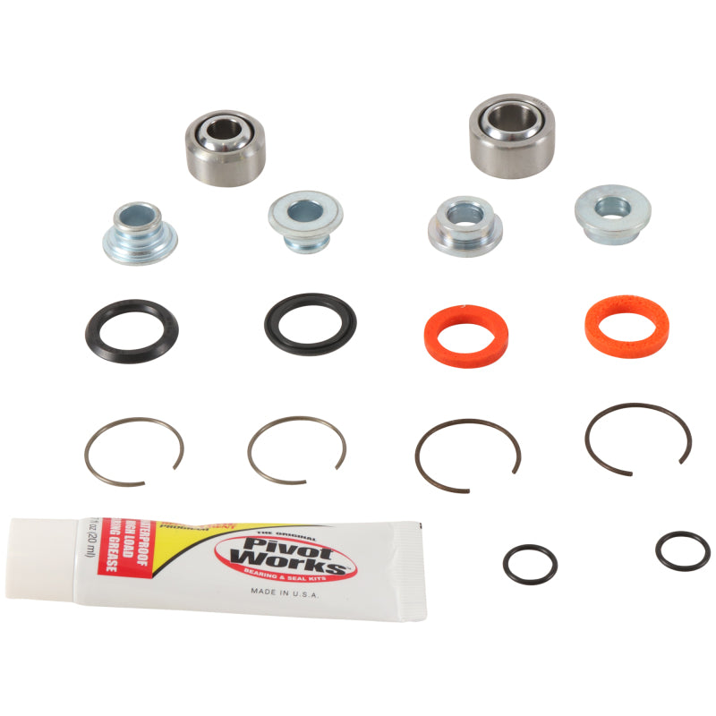 Pivot Works Yamaha YZ125 rear shock bearing kit for control arms, includes bearings and hardware for 1993-1997 motocross bikes.