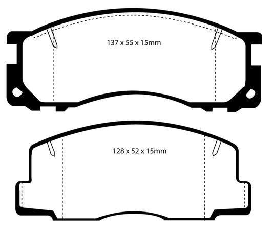 EBC Ultimax2 front brake pads and rear drums for Toyota Previa 1990-1993, OE style, designed for reliable braking performance.